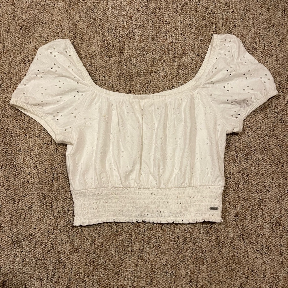 Hollister white crop top